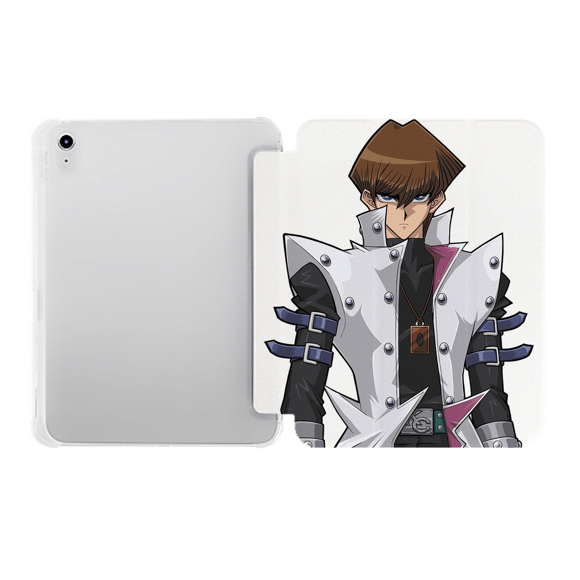 （画像用） 遊☆戯☆王 Yu-Gi-Oh! IPad ケース ペン収納付き 三つ折りスタンド PUレザー×シリコン 対応機種9.5/10.5/10.9インチ